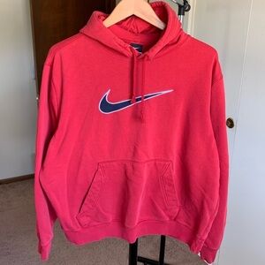 Nike vintage red swoosh mark logo lightweight cotton hoodie pullover sweatshirt